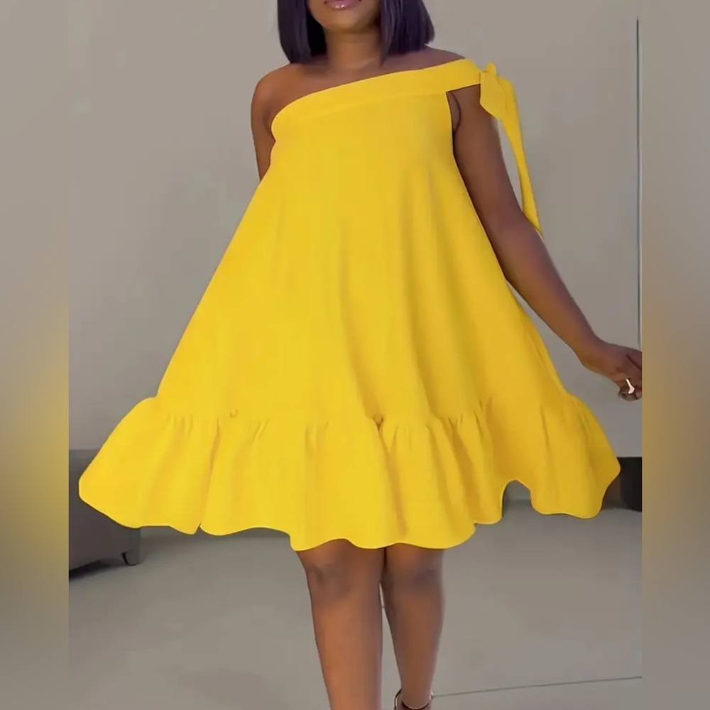 Yellow Off-Shoulder Dress